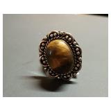 German silver ring w/ tiger eye stone size 9