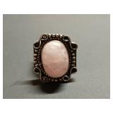 German silver ring w/ rose quartz stone size 8
