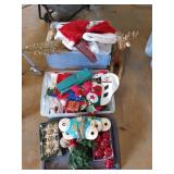 Two tubs of Christmas decor, include golden