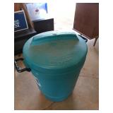 Green 22 gallon Gott trash can, with Kirby v