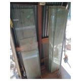 Glass shelving with metal brackets, 59x12 in, 15+