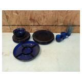 18 pieces of assorted cobalt blue dishes