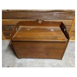 Cute wooden trunk with heart accents, and storage