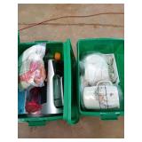 Two green tubs with contents, includes