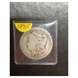 1885 Morgan silver dollar