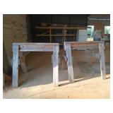 2 large wooden saw horses 43 x 50 x 35