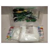 Large assortment of zip ties, scissors, pliers