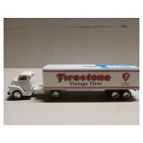 Firestone diecast tractor trailer coin bank