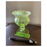 Northwoods yellow opalescent Vaseline glass