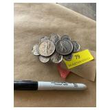 1983 coin cluster belt buckle. walking liberty