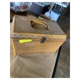 Plastic basket look sewing box with contents