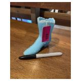 1970s Fenton blue satin shoe  "Daisy and button"