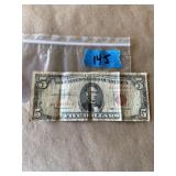 1963 red seal five dollar bill