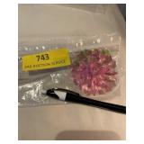 Large pink acrylic flower brooch