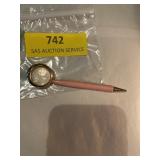 Vintage retractable pencil brooch with faux