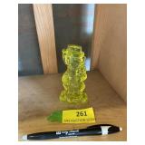 Boyds  Virgil  two faced clown in Vaseline glass