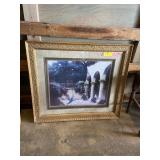 Print in wood ornate frame 26 x 30 very heavy