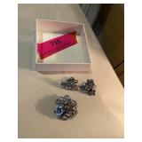 Vintage brooch and screw back earrings light blue