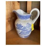 Water pitcher with Asian scene about 8 inches