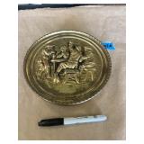 Wall pocket English pub scene brass ??