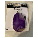 Large agate pendant.  purple and silver