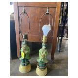 Unique Asian lady lamps no shades, 22 inches tall