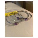 Stainless steel purple stone bangle bracelets