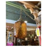 Vintage Amber glass swag lamp light 8 inches long