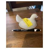Vintage milk glass hen on nest