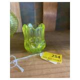 Boyd beaded Vaseline glass toothpick holder