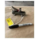 Vintage metal woodpecker toothpick dispenser