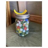 Mason jar with marbles
