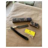 H. Boker straight razor with box. Black Lucite