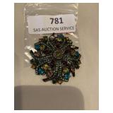 Beautiful vintage multicolored rhinestone brooch