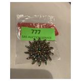 1930 40s Art Deco  rhinestone metal brooch