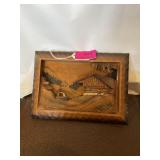 Hand carved and painted landscape 6 1/2 x 9