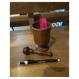Vintage wood, mortar and pestle