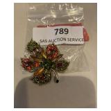 Vintage rhinestone fall leaf brooch