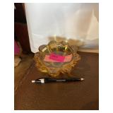 Vintage Amber Viking art ashtray