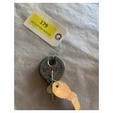 Antique brass, pancake padlock