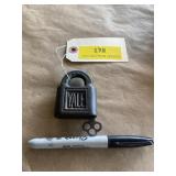 Antique Yale and Towne push key lock with key