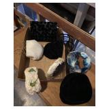 Collection of assorted hats, and evening bags