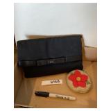 Vintage black fabric evening clutch and beaded