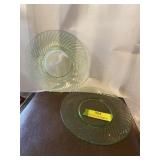 Green depression glass spiral pattern lunch