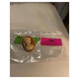 1960  70s cameo perfume, locket brooch/pendant