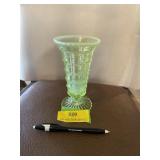 Vaseline imperial glass beaded block fluted vase