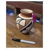 Indian pottery vase signed  Isleta, New Mexico