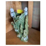 Glazed vase with bamboo and pandas about 9 inches