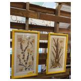 Two yellow framed prints 22 1/2 x 12 1/2