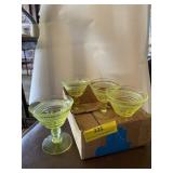 Viking art glass Vaseline Vernon martini glasses